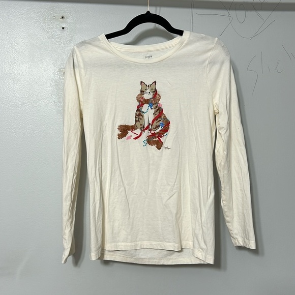 J Crew Factory Holiday party cat graphic tee size Small - Picture 2 of 7